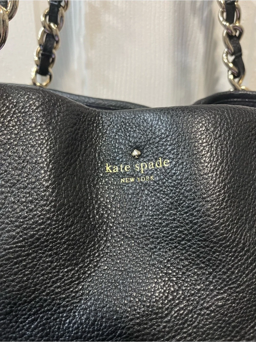 kate spade Cobble Hill Andee Chain-Handle Black Leather Shoulder Tote